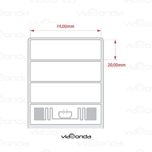 Tag rfid uhf 74x20mm bopp - v-gen001 -viaonda rfid - medidas